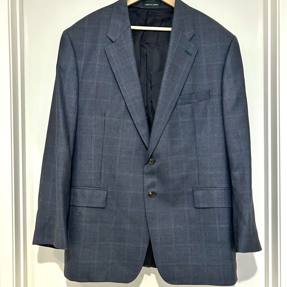 Lauren Ralph Lauren 48R Silk Wool Blazer Windowpane Mens Sport Coat